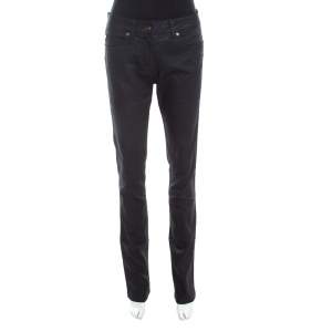Escada Black Glitter Denim High Rise Straight Leg Jeans XL