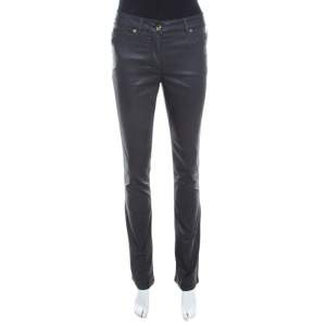 Escada Grey Coated Stretch Denim Straight Leg Jeans M