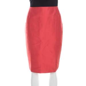 Escada Burnt Orange Silk Pencil Skirt M