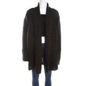 Escada Green Mohair Blend Shawl Lapel Long Cardigan M