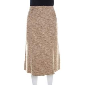 Escada Beige Wool Tweed Paneled A Line Skirt L