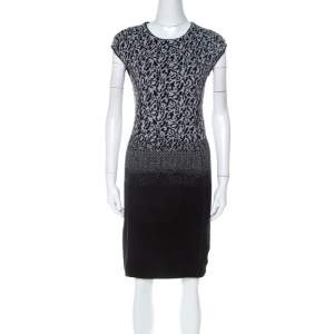 Escada Black and Grey Ombre Knit Sintala Dress S 