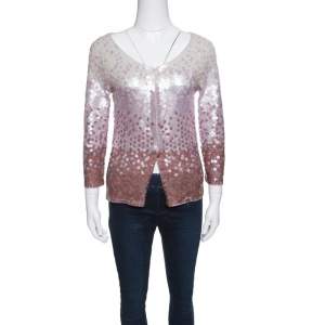 Escada Multicolor Ombre Sequined Wool Cardigan M