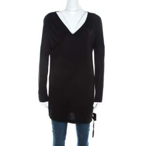 Escada Black Stretch Knit Plunge Neck Empire Erdem Top S