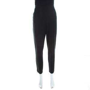 Escada Black Crepe Pintuck Detail Tapered Tonisa Trousers XL