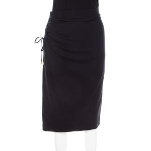 Escada Navy Blue Jersey Ruched Side Detail Skirt M