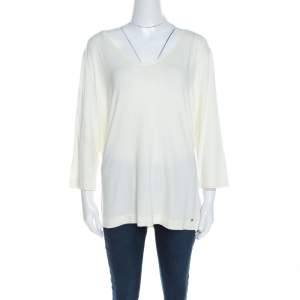 Escada Buttercream Stretch Knit Long Sleeve Jersey Top XXL 