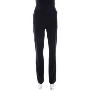 Escada Navy Blue Stretch Crepe Straight Leg Tritara Trousers M