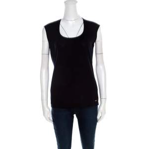 Escada Navy Blue Rib Knit Wool Sleeveless Stellas Top M