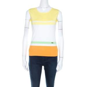Escada Multi Colour Striped Knit Sleeveless Top M 