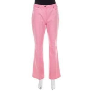 Escada Pink Cotton Denim High Waist Flared Jeans M
