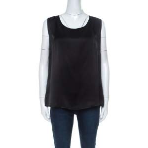 Escada Black Silk Sleeveless Tank Top XL 