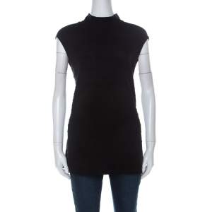 Escada Black Knit High Neck Sleeveless Top L