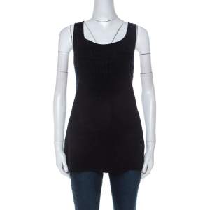 Escada Black Perforated Knit Wool Tank Top L