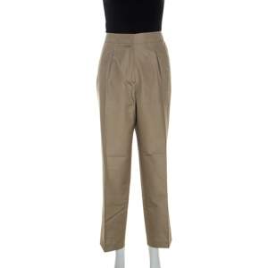 Escada Beige Silk Straight Fit Trousers L