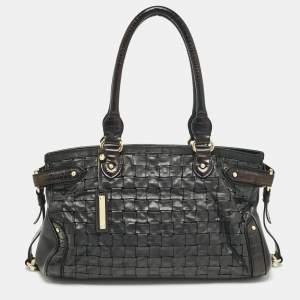 Escada Black Woven Leather Horizontal Margaretha Tote