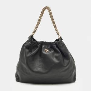 مملوكة مسبقًا Escada Chain Black Leather Hobo