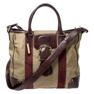 Escada Metallic Gold Nylon and Leather Buckle Flap Shoulder Bag