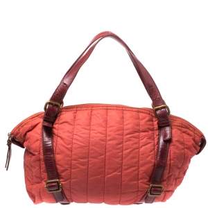 Escada Orange Nylon and Leather Shoulder Bag