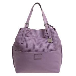 Escada Lilac Lazer Cut Leather Shopper Tote