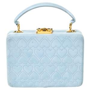 Escada Light Blue Nubuck Leather Box Top Handle Bag