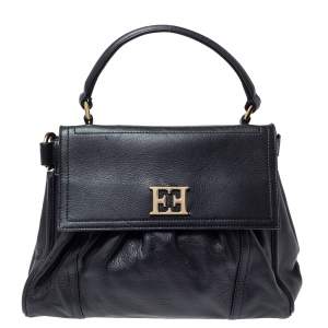 Escada Black Leather Top Handle Bag