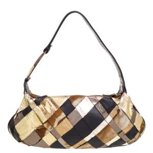 Escada Multicolor Snakeskin Embossed and Leather Mixed Media Shoulder Bag