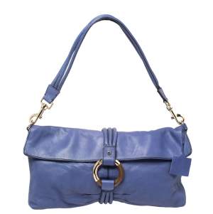 Escada Purple Leather Flap Shoulder Bag