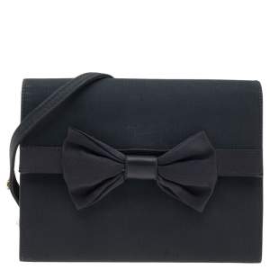 Escada Black Nylon Bow Crossbody Bag