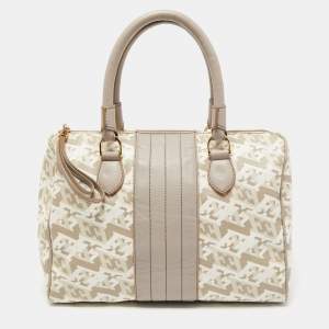 Escada Grey/Multicolor Printed Coated Canvas and Leather Bowler Bag  