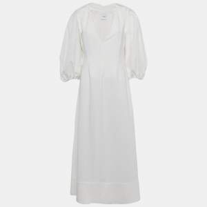 Pre Owned Esse Studio White Crepe Cotton Supine Cut-Out Cady Maxi Dress M