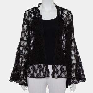 Esse Vie Black Lace Bell Sleeve Open Front Shrug M