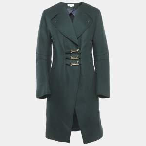Esteban Cortazar Green Felt Mid-Length Coat M