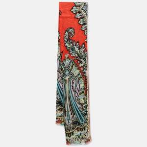 Etro Multicolor Paisley Print Modal Blend Scarf 