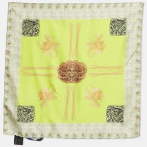 Etro Green  Printed Silk Square Scarf 