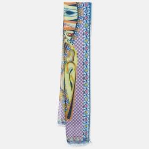 Etro Blue Paisley Print Modal Blend Scarf