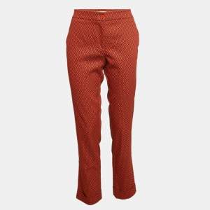 Etro Orange Patterned Crepe Trousers M