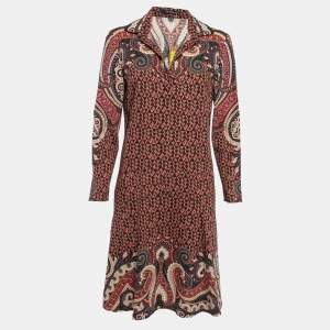 Etro Multicolor Paisley Print Crepe Wool Flared Short Dress M