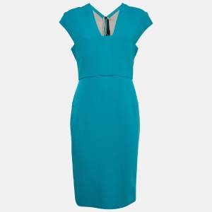 Etro Sea Green Double Wool Crepe Sleeveless Sheath Dress L