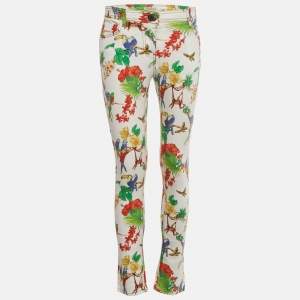 Pre Owned Etro Multicolor Jungle Print Denim Skinny Jeans S/Waist 27"