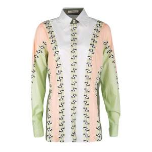 Etro Colorblock Printed Cotton Long Sleeve Button Front Shirt M