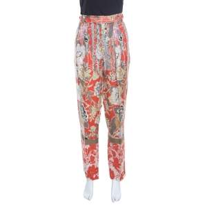 Etro Multicolor Floral Print High Waist Tapered Trousers M