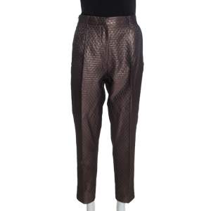 Pre Owned Etro Purple Metallic Brocade Tapered Trousers M