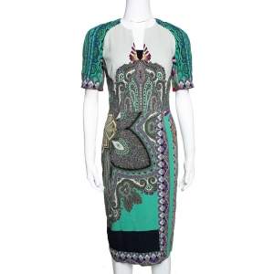 Etro Multicolor Paisley Printed Stretch Crepe Sheath Dress S