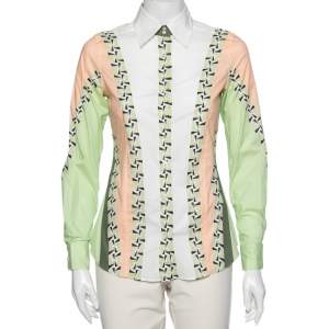 Pre Owned Etro Multicolored Printed Cotton Button Front Shirt S