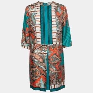 Pre Owned Etro Multicolor Paisley Print Silk Midi Dress M