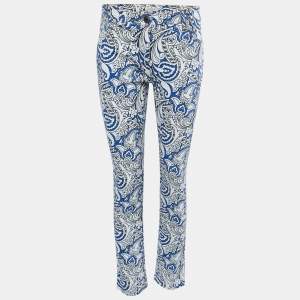 Pre Owned Etro Blue Paisley Printed Denim Jeans L Waist 32"