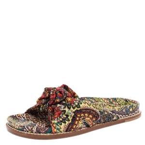 Etro Multicolor Fabric Knot Flat Sandals Size  40
