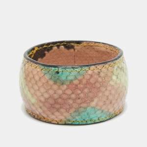 Etro Multicolor Python Effect Leather Bangle Bracelet