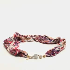Etro Multicolor Printed Silk Crystal Detail Neck Infinity Scarf